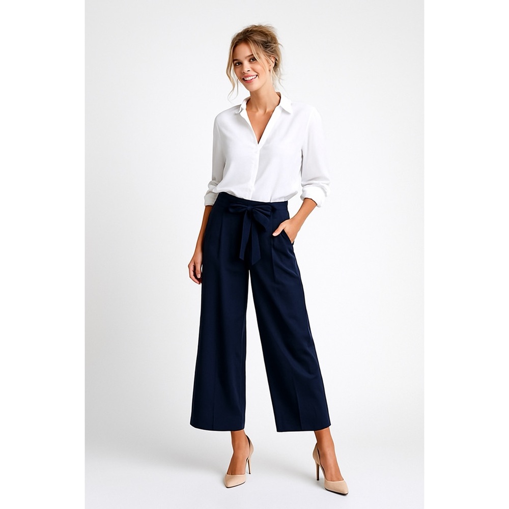 Current Air High Rise Tie Elastic Waist Pull On Pants Black Pockets Size S